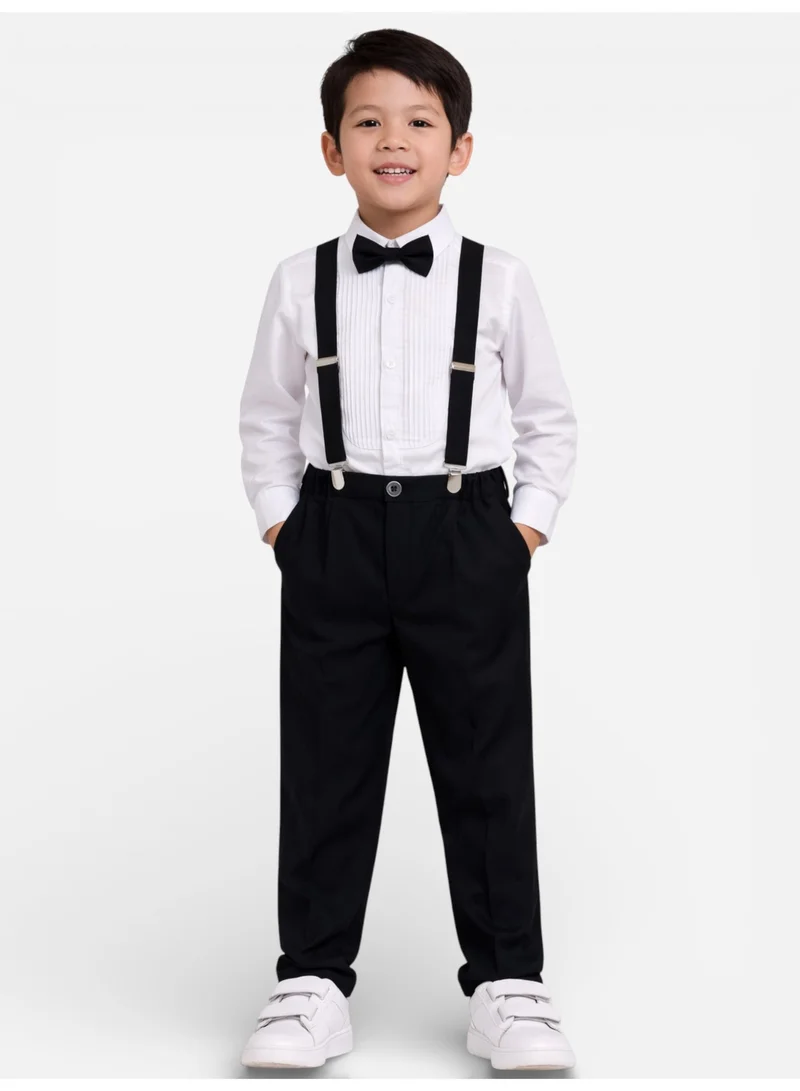 victor and jane Boys 4 Pc set Formal Shirt, Trousers, Suspenders & Bow Tie Set